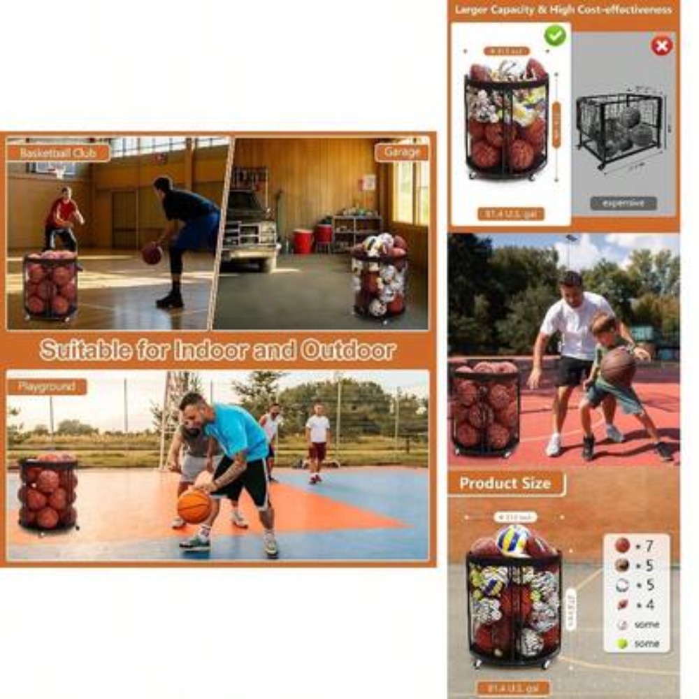 Sports Equipment Storage - Carrito de Almacenamiento de Pelotas Resistente