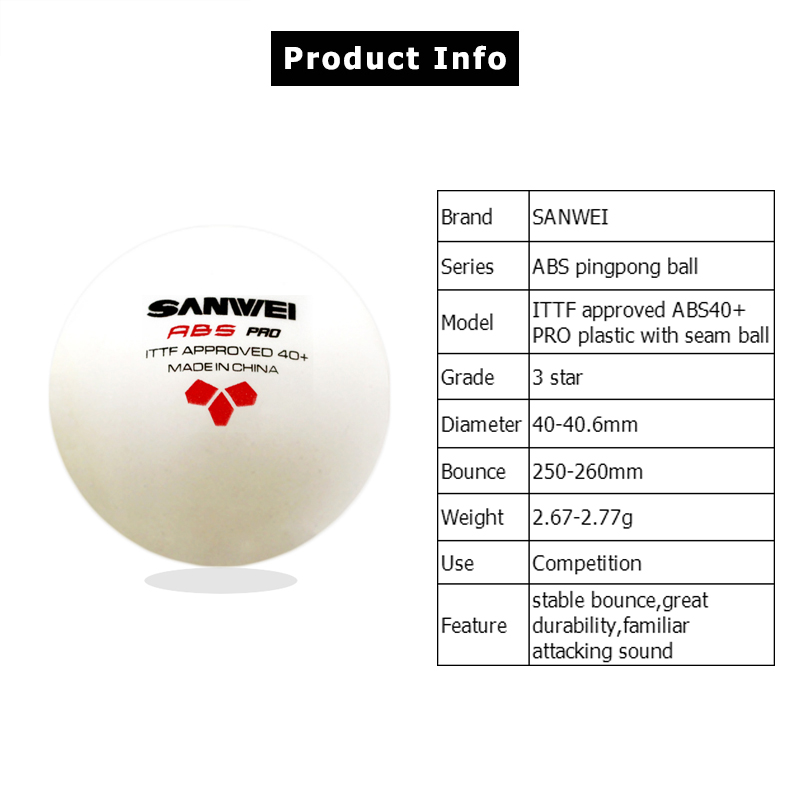 SANWEI ABS PRO 3-Star 40+ pelo - Ping Pong Ball Set reseña y precio